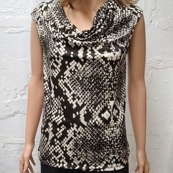 Michael Kors cowl neck slvesless snakeskin blouse - Picture 3 of 11
